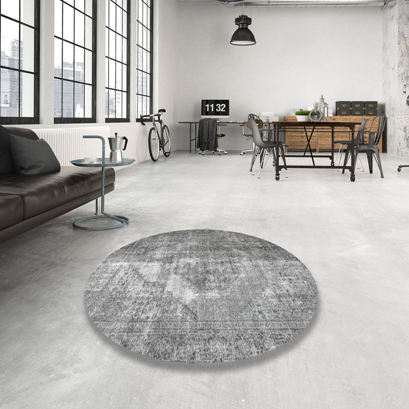 Tapis traditionnel gris / beige Demarean, Rond 4 pi