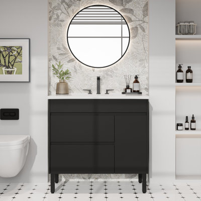 Basant 36" Freestanding Bathroom Vanity with Ceramic Top