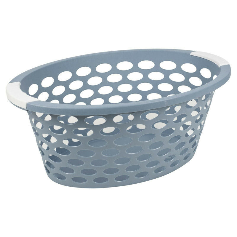 Plastic Laundry Basket with Handles, Blue
