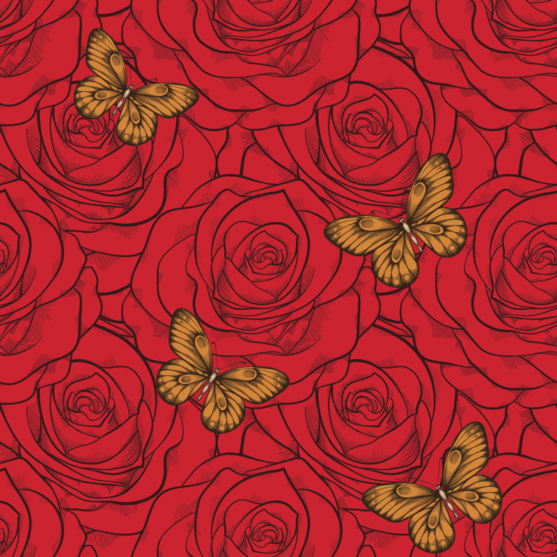 Orovada Butterflies And Roses by Hulinska_Yevheniia - Wrapped Canvas Print, 30cm H x 30cm W x 3.8cm D