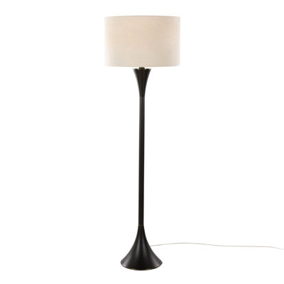 Lampe sur pied contemporaine en métal 65 po avec abat-jour en lin Lenuxe de Grandview Gallery