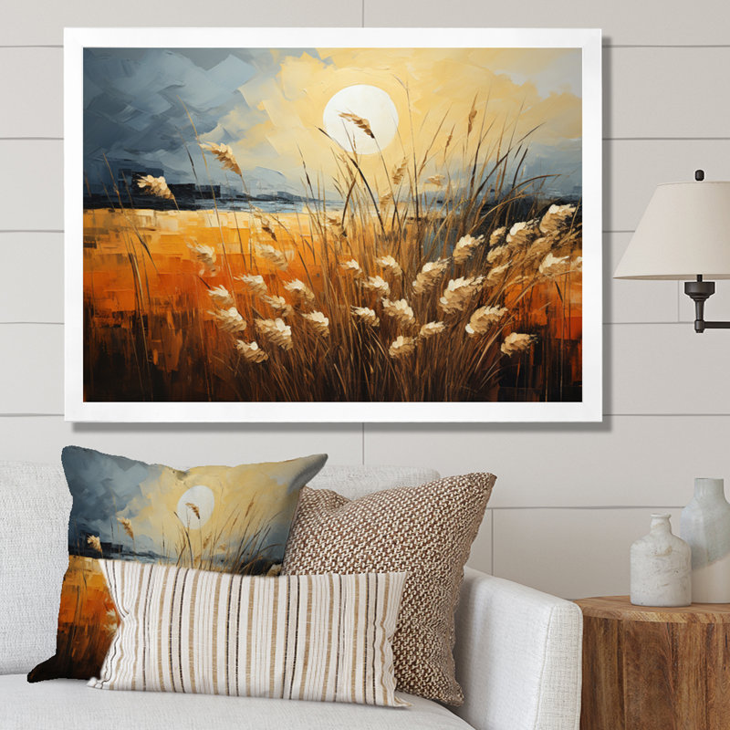 Beige des Prairies Bliss entrelacé sur toile, H 12 po x l 20 po x P 1 po, Cadre photo blanc