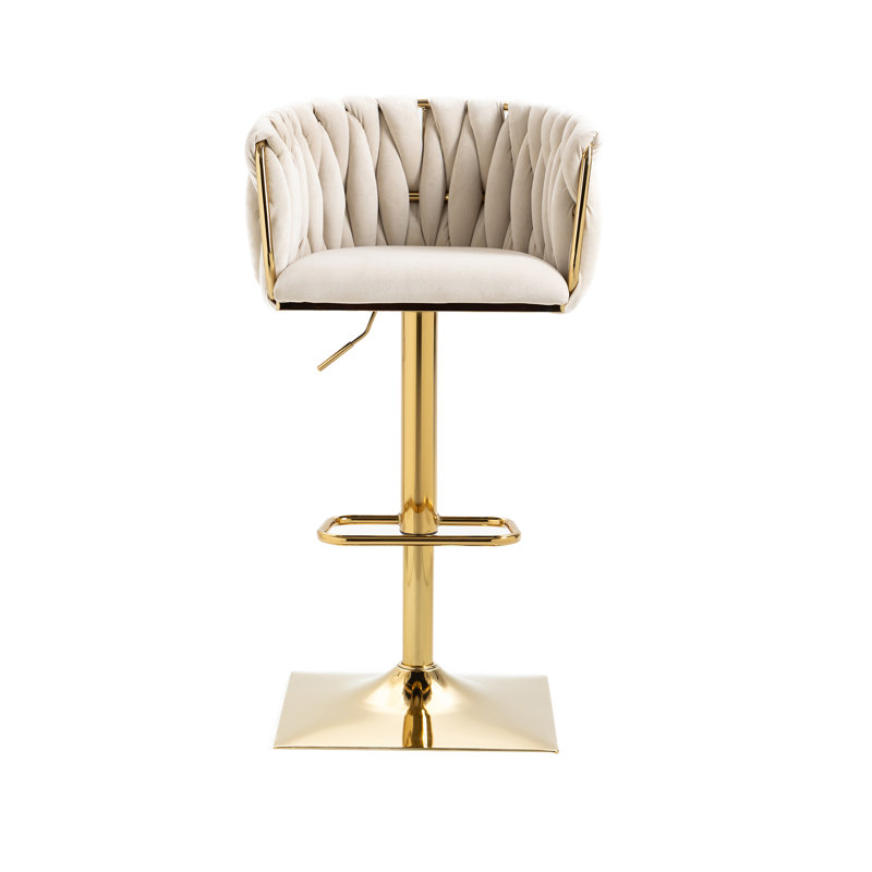 Heidel Swivel Upholstered Adjustable Height Counter Stool with Metal Frame, Beige