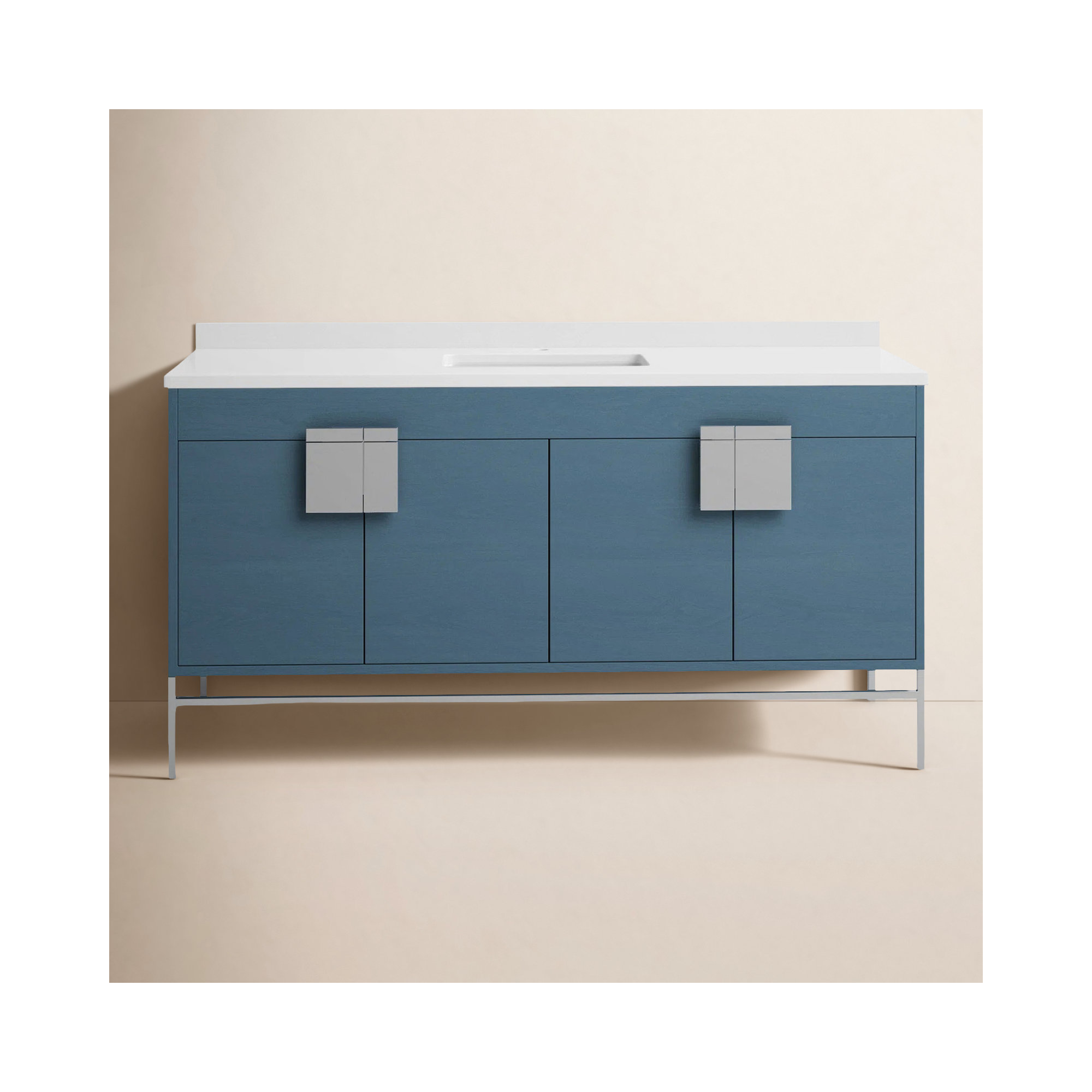 Maisie 60'' Single Bathroom Vanity, Polish Chrome, Blue