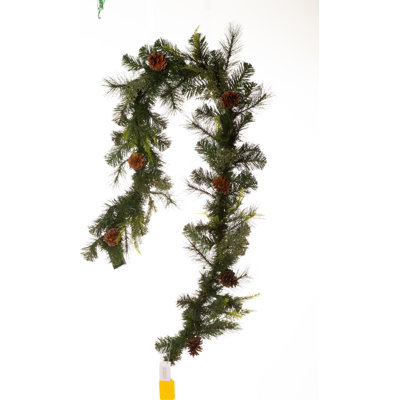 6'L Garland with Pine Cones and Lights