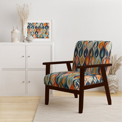 Orange et bleu Botanical Symphony III - Chaise d'appoint rembourrée et chaise moderne