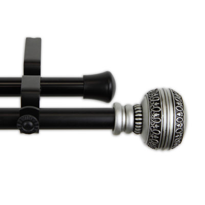 Meranda Steel Rod/Resin Finials Adjustable Double Curtain Rod