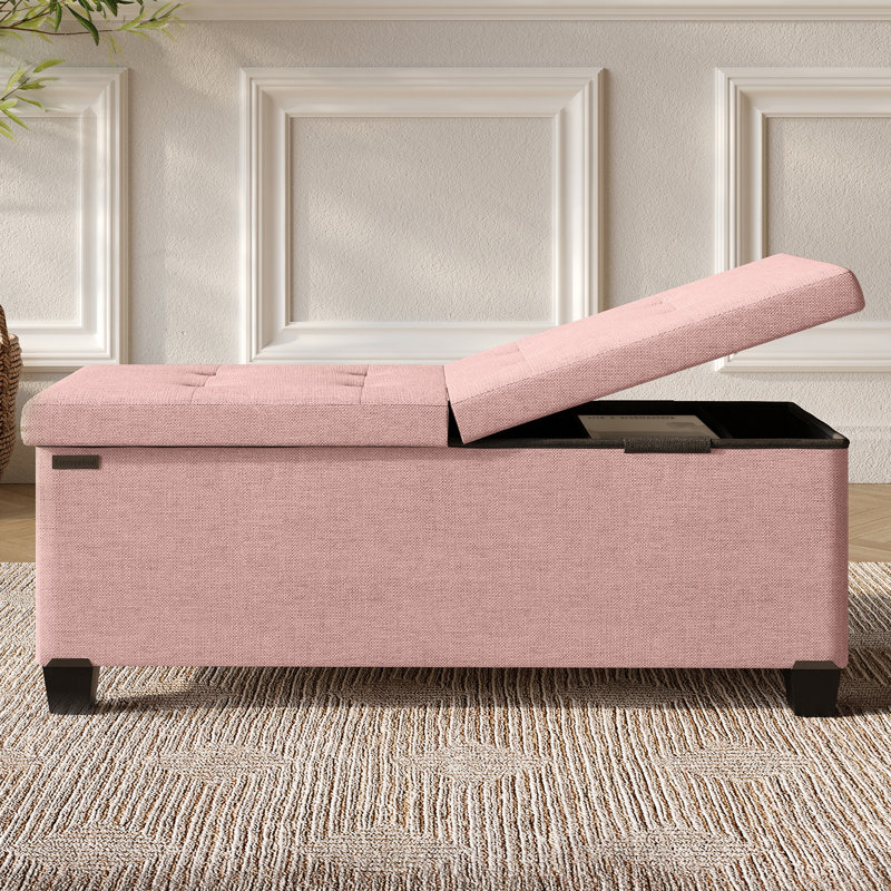 Banc de rangement avec repose-pieds Vérrant, 15"H x 43"W x 15"D, Pink