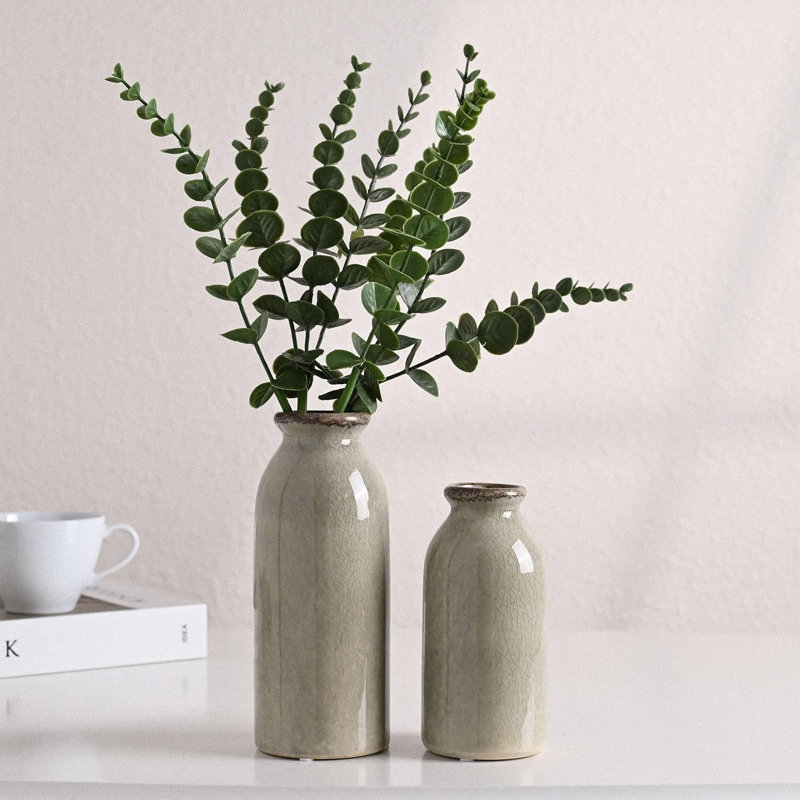 Vases rustiques en céramique, Vert sauge