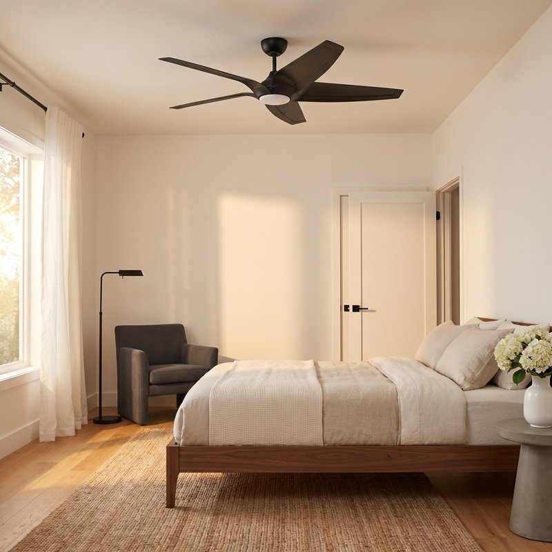 Ventilateur de plafond DEL Dellwood Coastal Smart 56, Nuit noire, Nuit noire