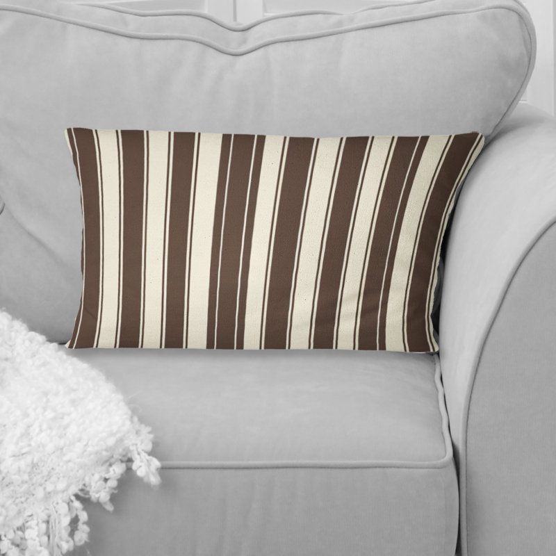 Motif à rayures brun et blanc II - Coussin lombaire traditionnel
