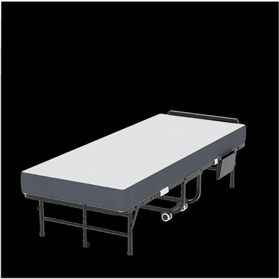 75" Folding Bed with Adjustable Headboard & 5" Memory Foam, Space Saving Rollaway Guest Bed for Tall People, Portable Twin Cot on Wheels, Easy Assembly