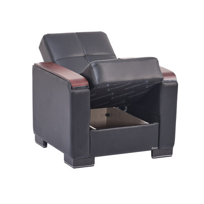 Neubauer Vegan Leather 31" Armchair Sleeper with Storage – Firm Support Seating for Small Spaces