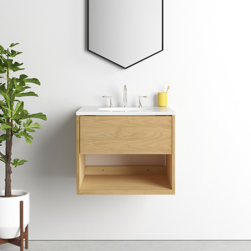 Redbridge 24'' Single Wall Mounted Bathroon Vanity with Quartz Top