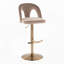 Tabouret de bar réglable en métal doré et velours taupe avec repose-pieds arrondi en T, ensemble de 2-134824288