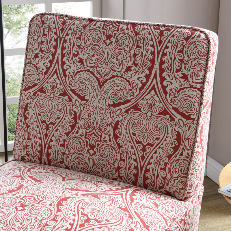 Marotta Upholstered Slipper Chair, Paisley Ruby