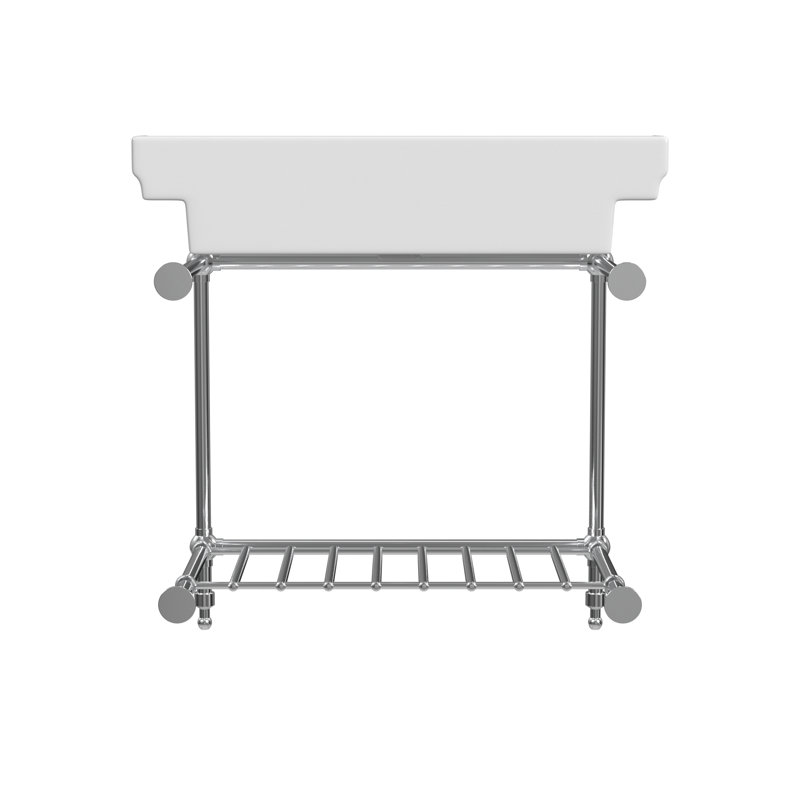 Gloss White Fireclay Rectangular Console Bathroom Sink with Overflow, Polished Nickel, 8" Centers