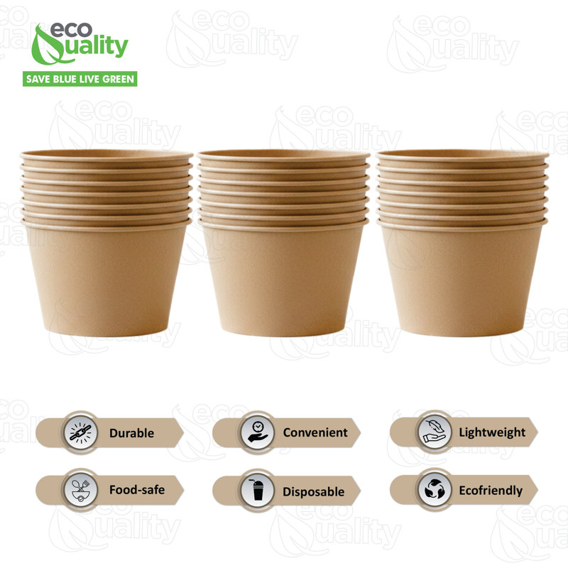 Tasse à portion compostable EcoQualité 4Oz sans couvercle - Condiments et échantillons Soufflé jetable biodégradable à portion unique - Pour les restaurants, la restauration et les mets à emporter (100)