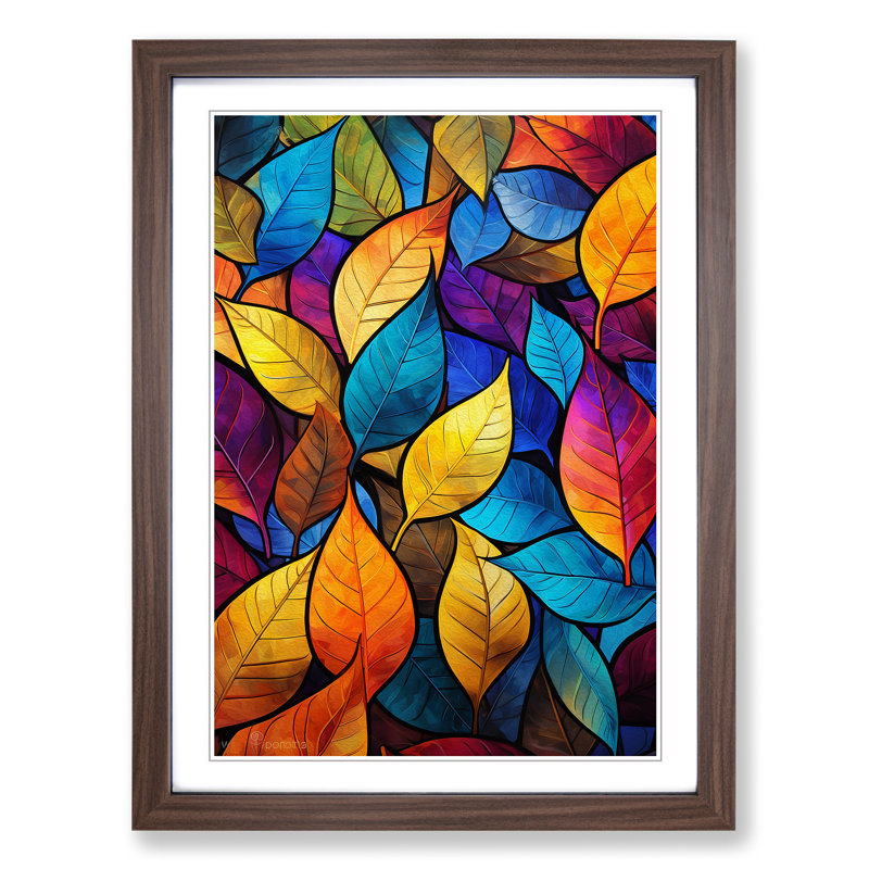 Leaf Abstract - Framed Print, Walnut, 46cm H x 34cm W x 2cm D