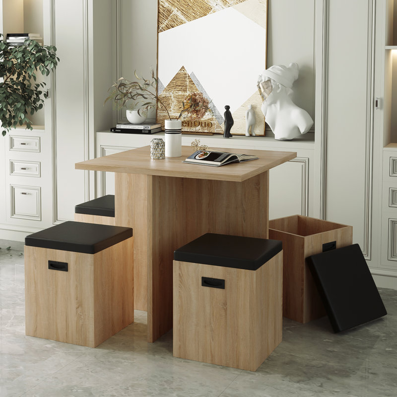 Alpert 4 - Person Pedestal Dining Set, Beige