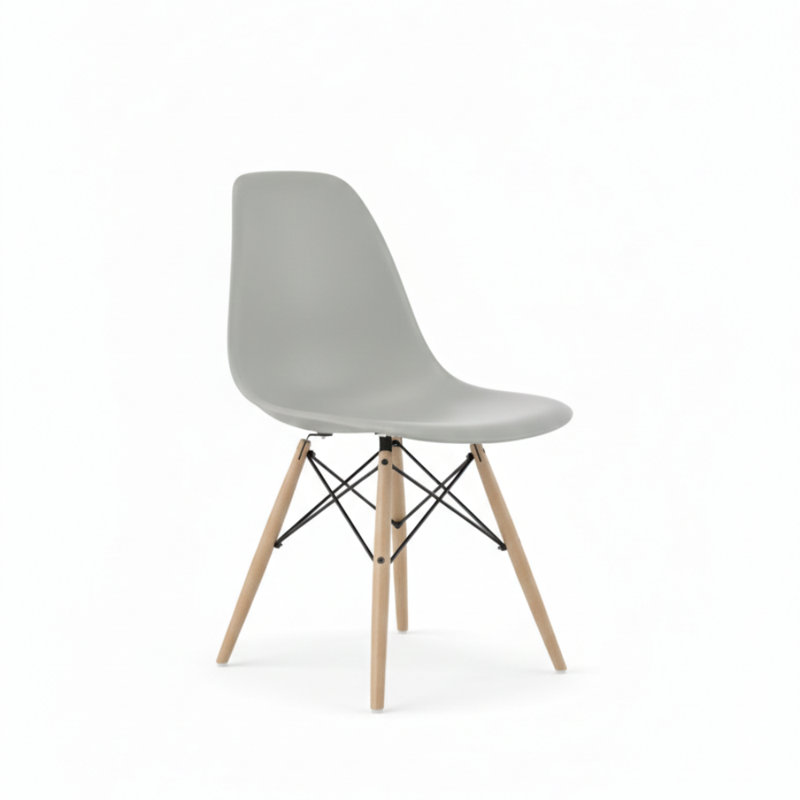 Neveyah Plastic Dining Chair, Light Gray