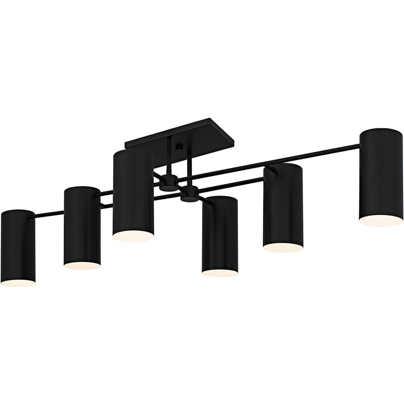 Plafonnier semi-encastré 6 lumières Foreland, Noir mat