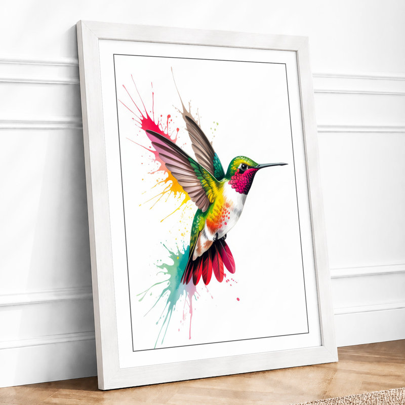 Jewelled Hummingbird Botanical - Print, A4 - 29.7 x 21.0 cm, White