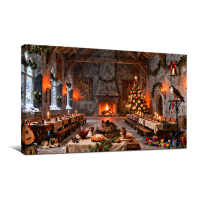 Christmas Christmas Hall With Fireplace And Tree