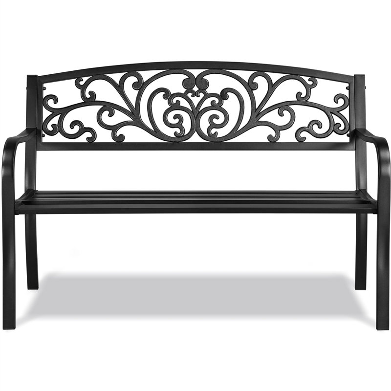 Antique Style  Metal Outdoor Bench, Black