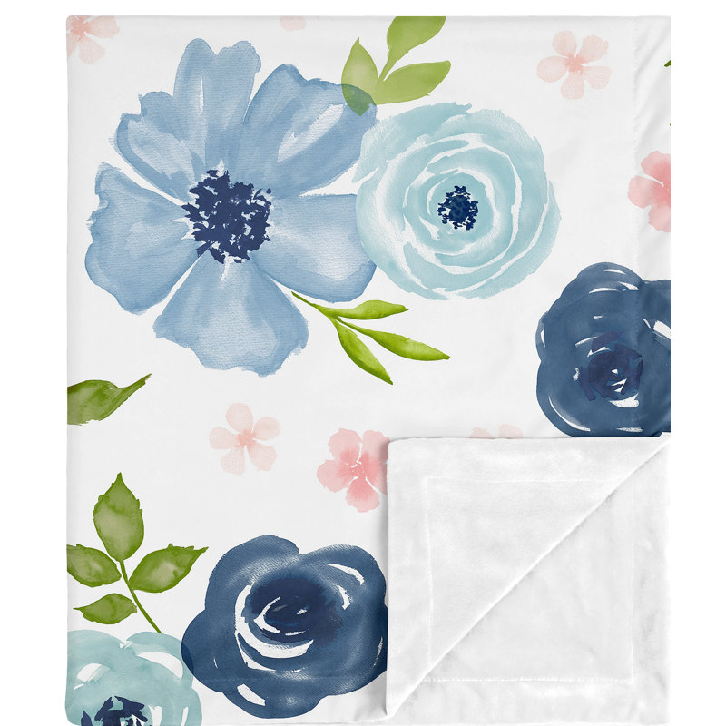 Couverture florale aquarelle, Bleu