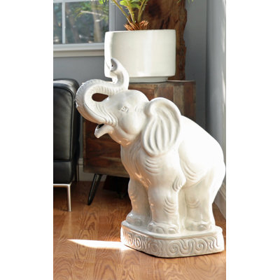Éléphant PLANTatorEM (blanc) - Céramique cuite à la main