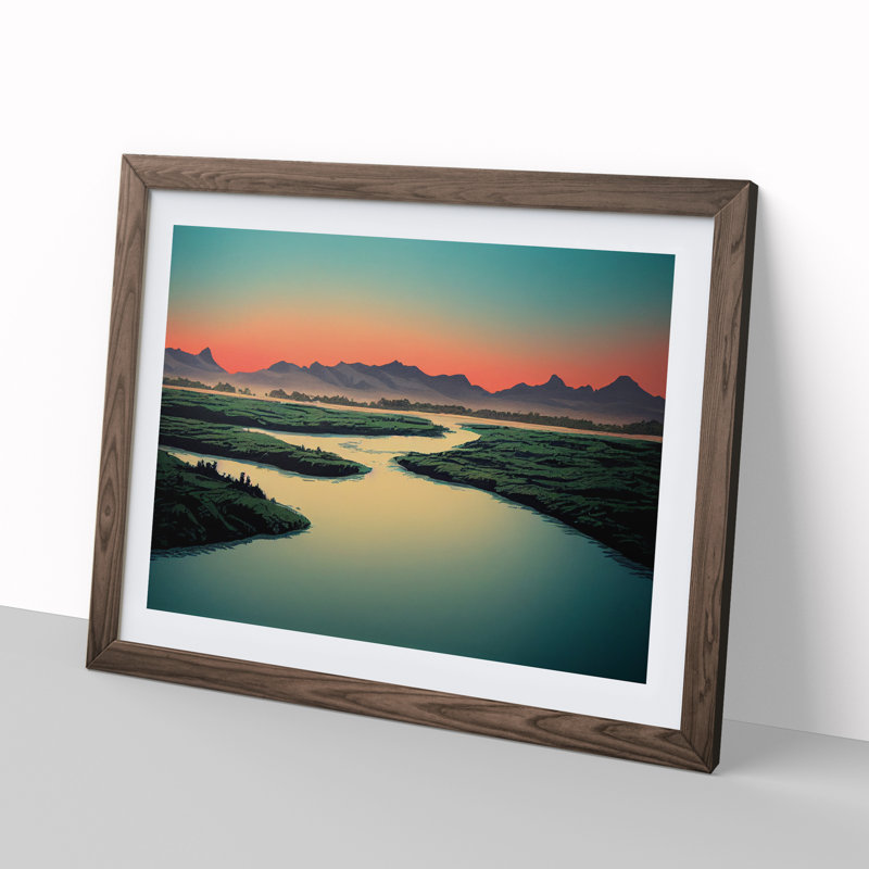 Mountain River Vol.5 - Framed Print, 46cm H x 64cm W x 2cm D, Walnut Framed