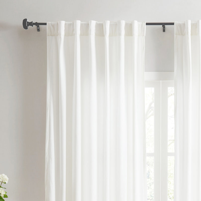 Matte Nickel Adjustable Curtain Rod with Finials, 36-66 Inches