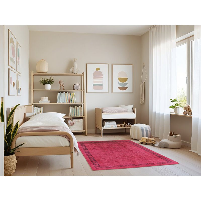 Tapis à motif oriental rose, Rectangle 3 pi x 5 pi