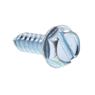 Sheet Metal Screws, Self-Tapping, Hex Washer Head, Slotted Drive, #10 x 5/8 in. (100 Pack)