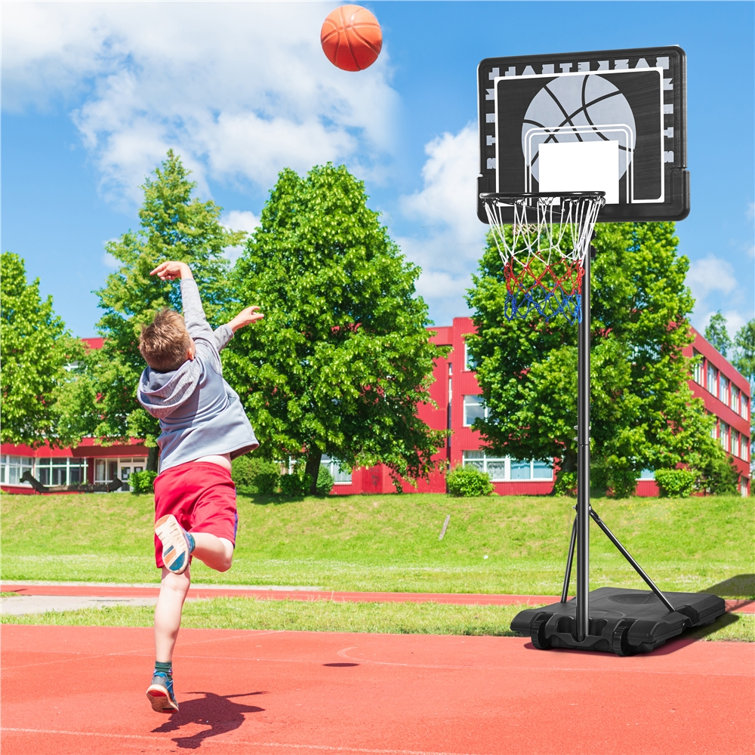 Aosom Poolside Basketball Hoop Stand Portable Basketball System Goal,  Adjustable Height 3'-4', 30 Backboard