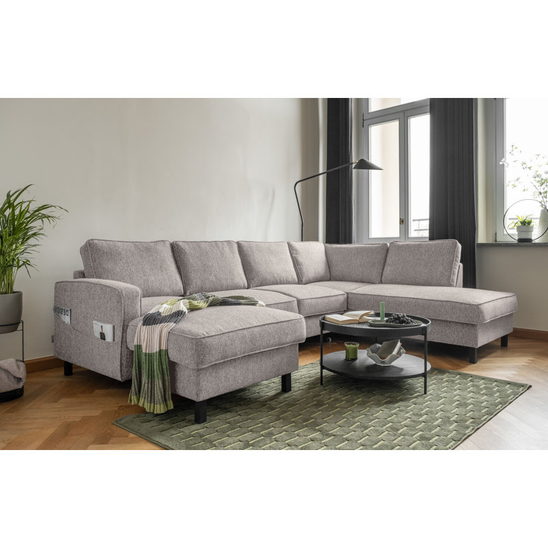 Molly Corner Sofa Bed U-Shape, Salt/Pepper, Right Hand Facing