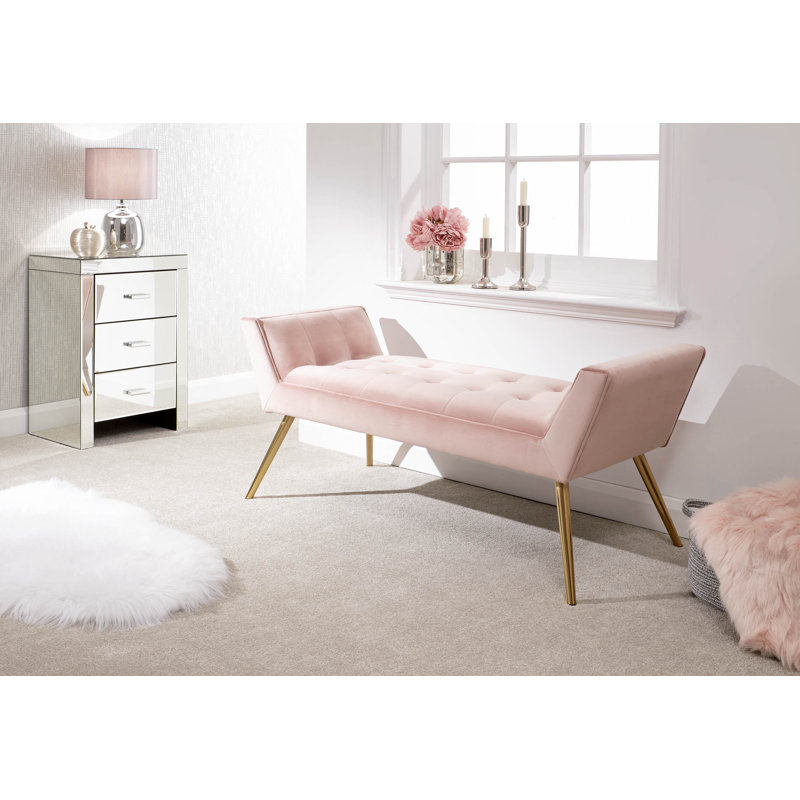 Absolon Velvet Upholstered Bench, Blush Pink