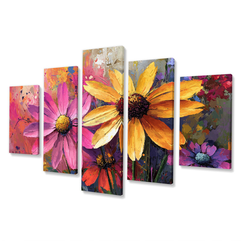Burlington - décoration murale fleurs sauvages - art mural traditionnel 5 pièces