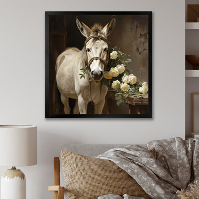 Farmhouse Donkey In Field II - âne, art mural