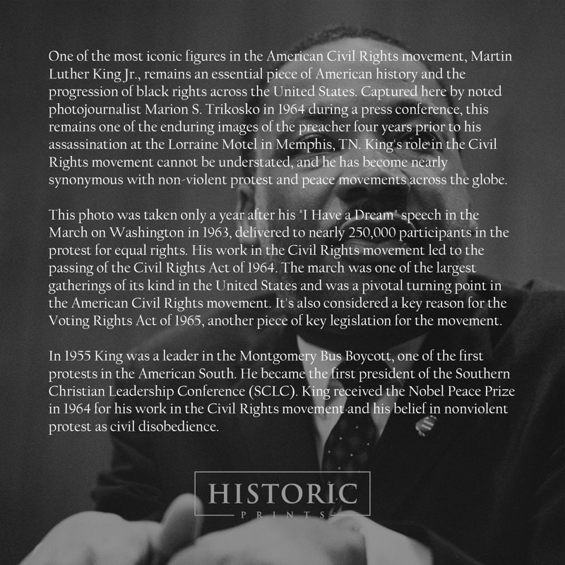 19664 Martin Luther King Jr sur papier, H 36 po x l 24 po x P 0,01 po