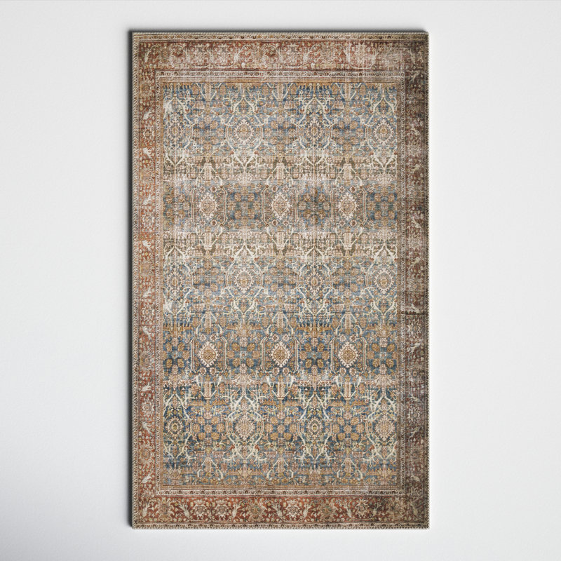 Pratt Oriental Area Rug in Ocean/Rust, Rectangle 2'3" x 3'9"