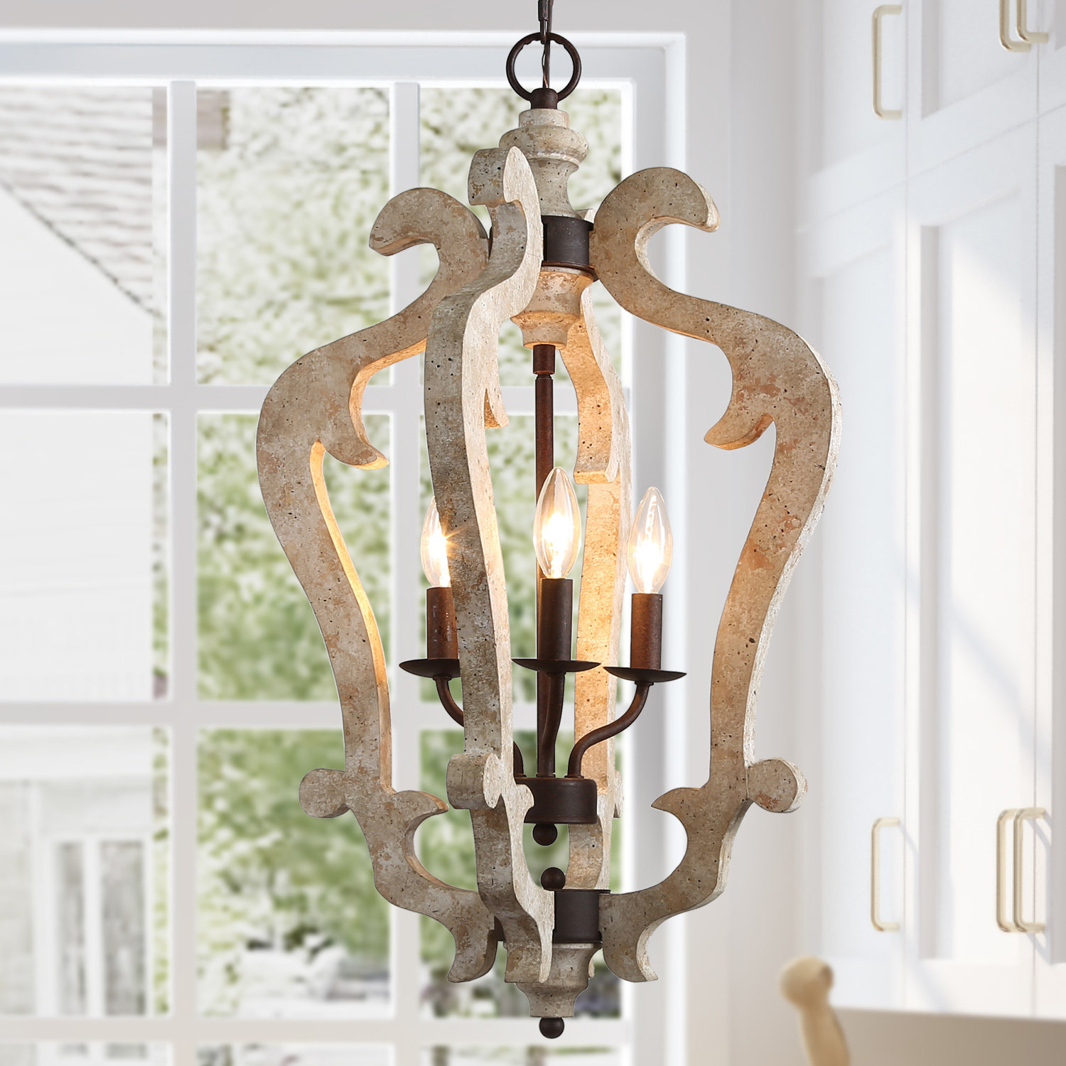 Ophelia & Co. Huitt 5 - Light Wood Dimmable Empire Chandelier & Reviews