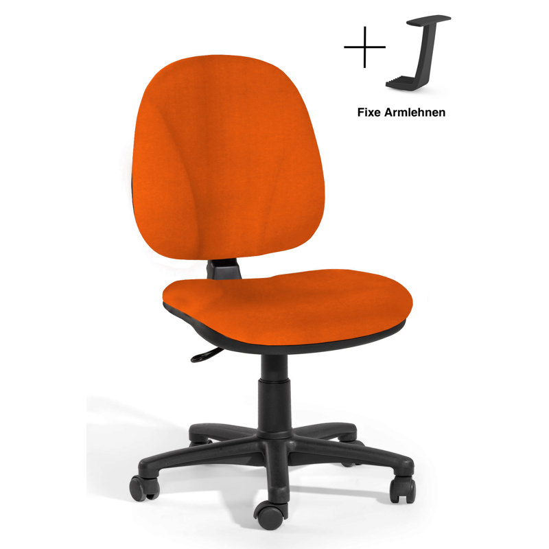 Mesh Office Chair, Fixed armrests, Orange