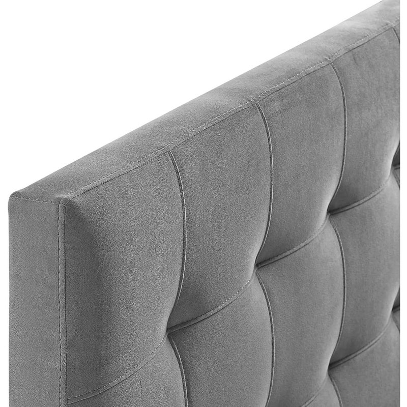 Biscuit-Tufted Performance Velvet Headboard In Gray, Gray, Queen