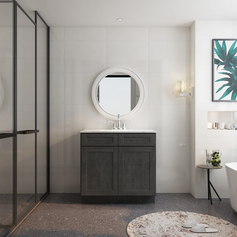 Cozy Design 30'' Single Bathroom Vanity Base Only, Shaker Charcoal