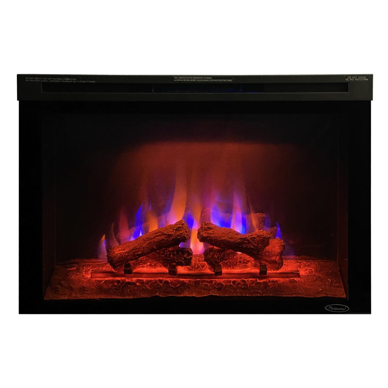 Ebern Designs 30 " W Black Recessed Wall Mounted Electric Fireplace