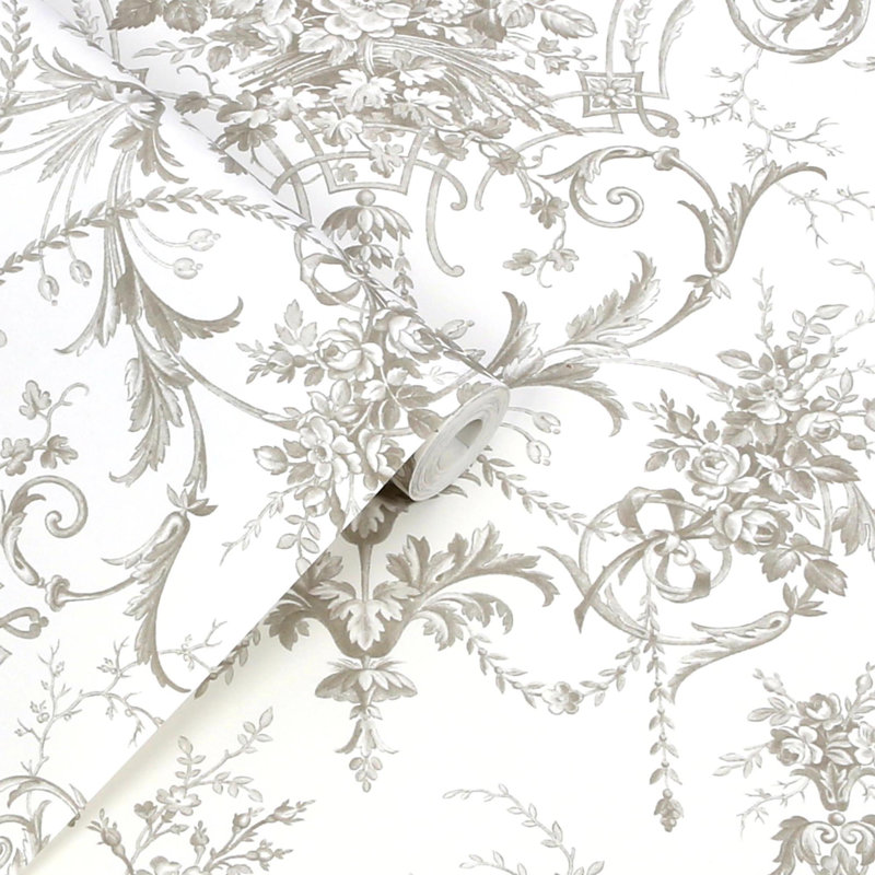 Laura Ashley Tuileries Dark Dove Wallpaper, Grey