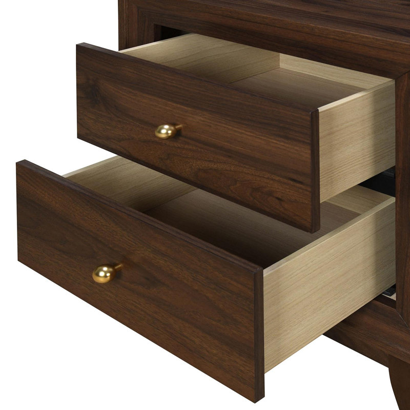Table de chevet 2 tiroirs Noyer