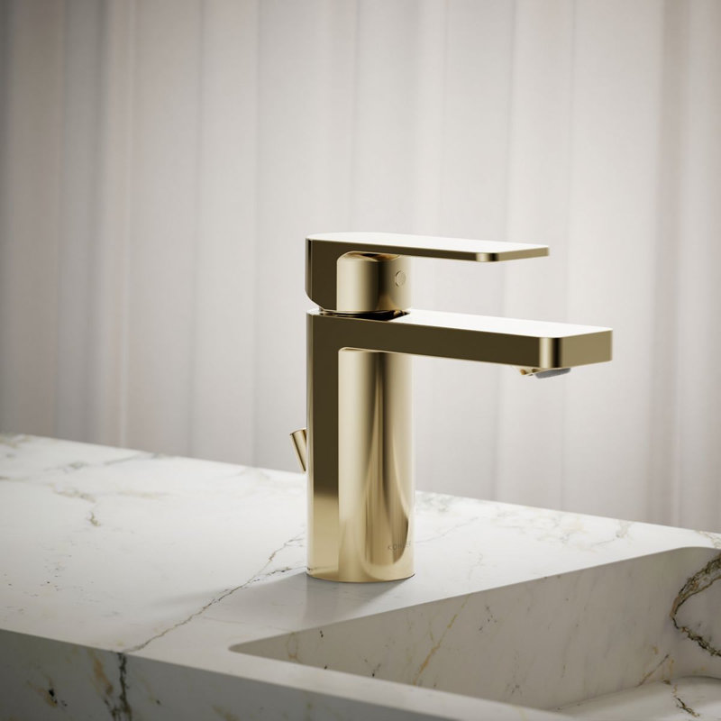 Parallel Single-Handle Bathroom Sink Faucet, Single-Hole Faucet with Pop-Up Drain, 1.0 GPM, Vibrant French Gold